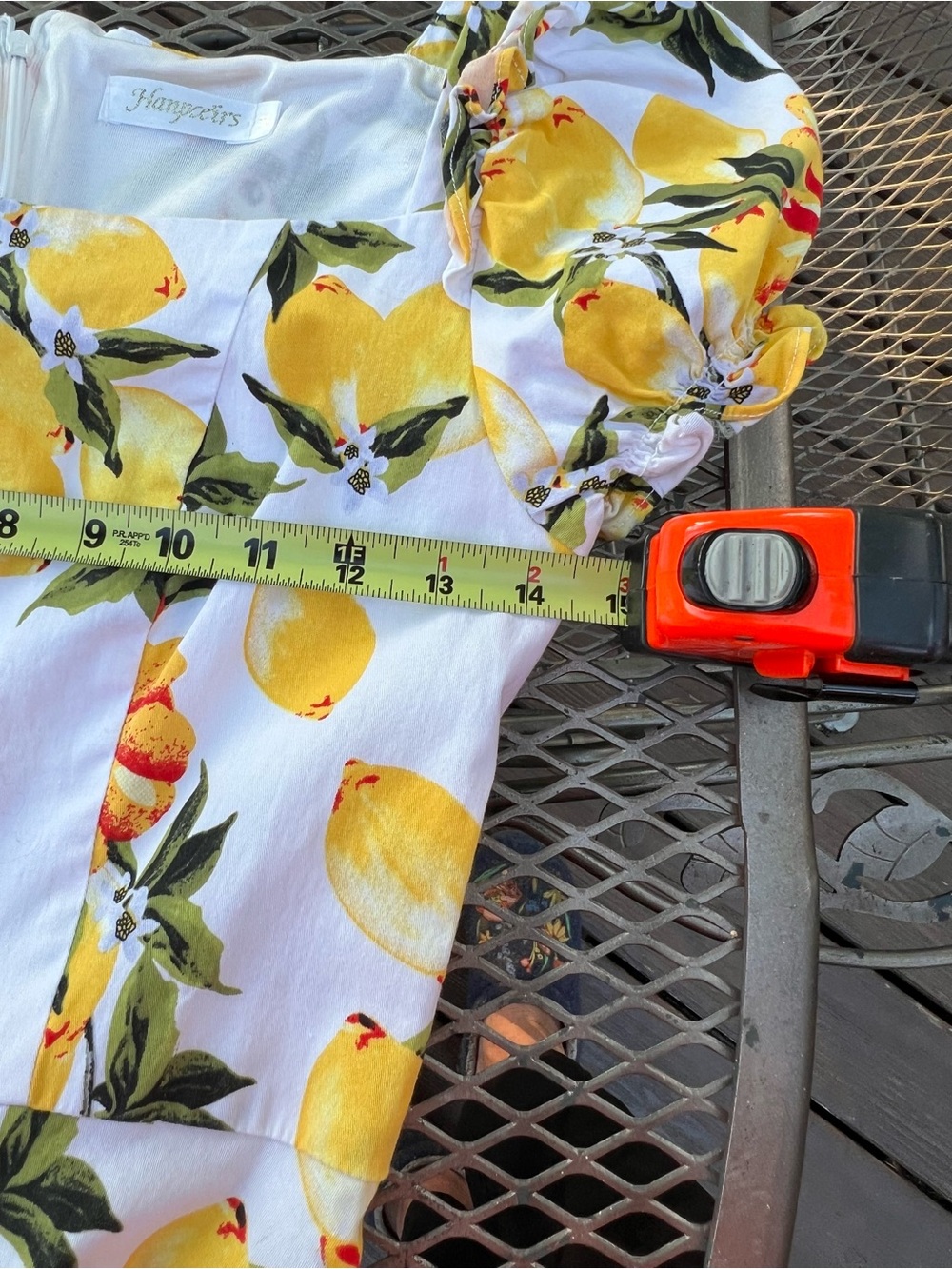 Hanpce’irs Retro Lemon/Floral Dress : Ruffle trim : Small puff Sleeve Size M - Picture 11 of 14